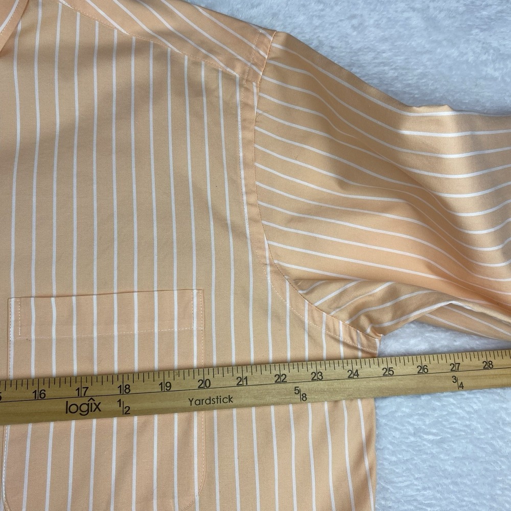 Hunt Club Dress Shirt Men's 16.5-34/35 Canteloupe Striped 2-Ply Cotton - Picture 7 of 9